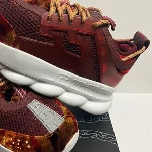 Versace Chain Reaction Platform Low Top Sneakers Orange Red Runners Size 42 M 9 Versace | Shoes | Versace Chain Reaction Platform Low Top  main image 4